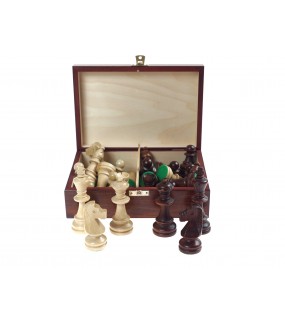 Schachkoffer braun mit Schachfiguren